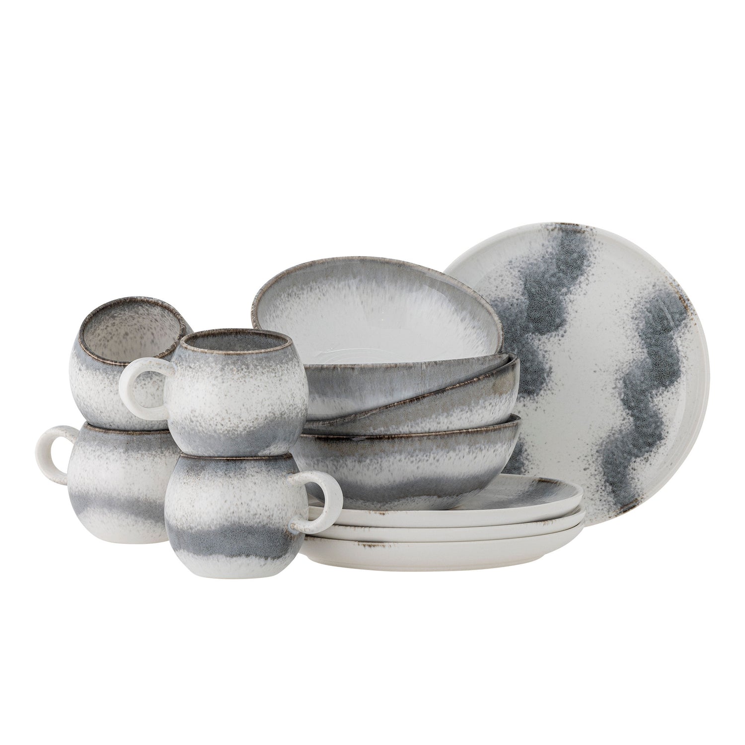 Bloomingville Paula breakfast set, gray, stoneware