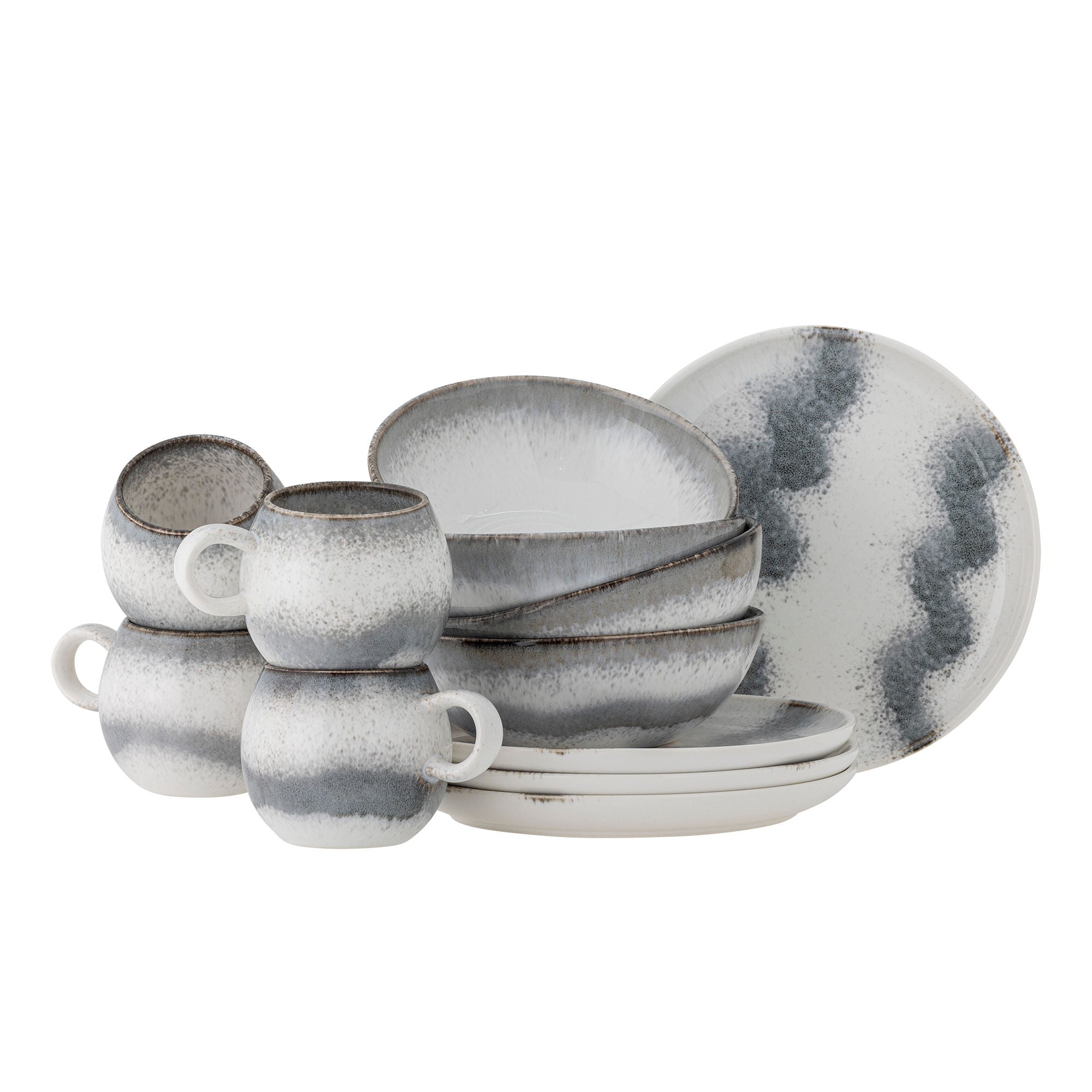 Bloomingville Paula breakfast set, gray, stoneware