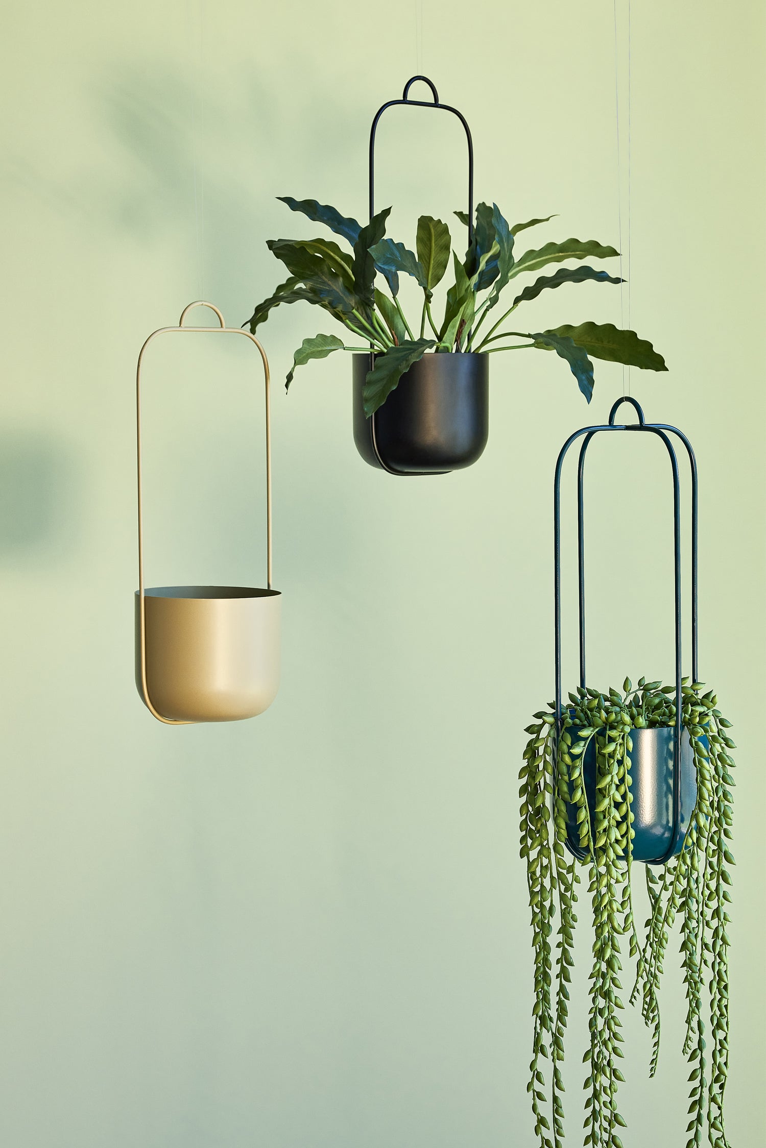 Lotus hanging pot Petrol (set of 2) - Ø16XH44CM