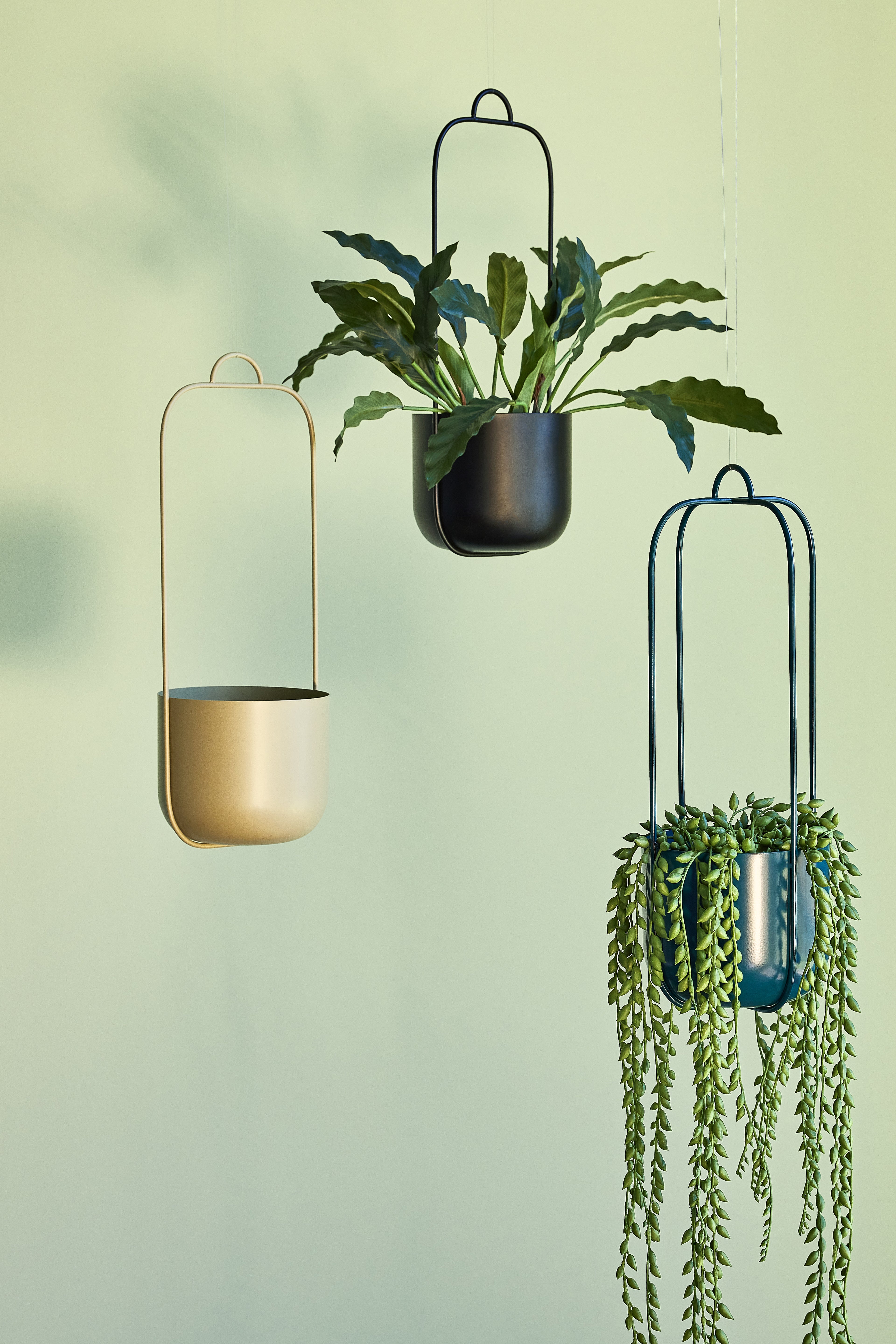 Lotus hanging pot Petrol (set of 2) - Ø16XH44CM