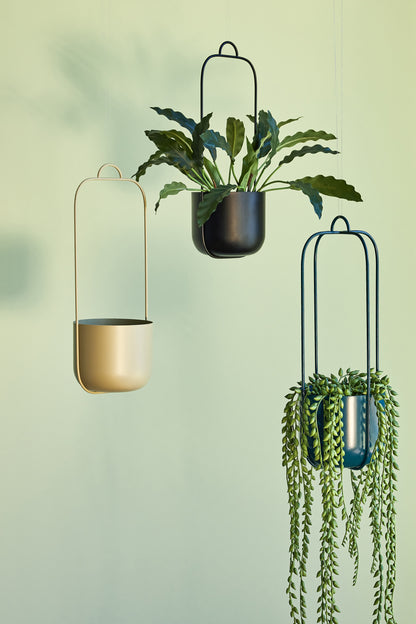 Lotus hanging pot Petrol (set of 2) - Ø16XH44CM