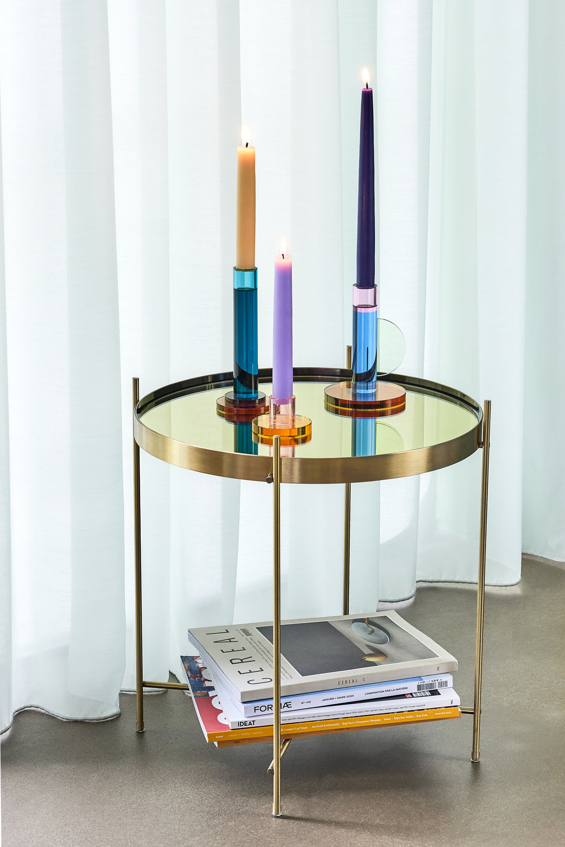 Reflect side table brass color - Ø43XH45CM