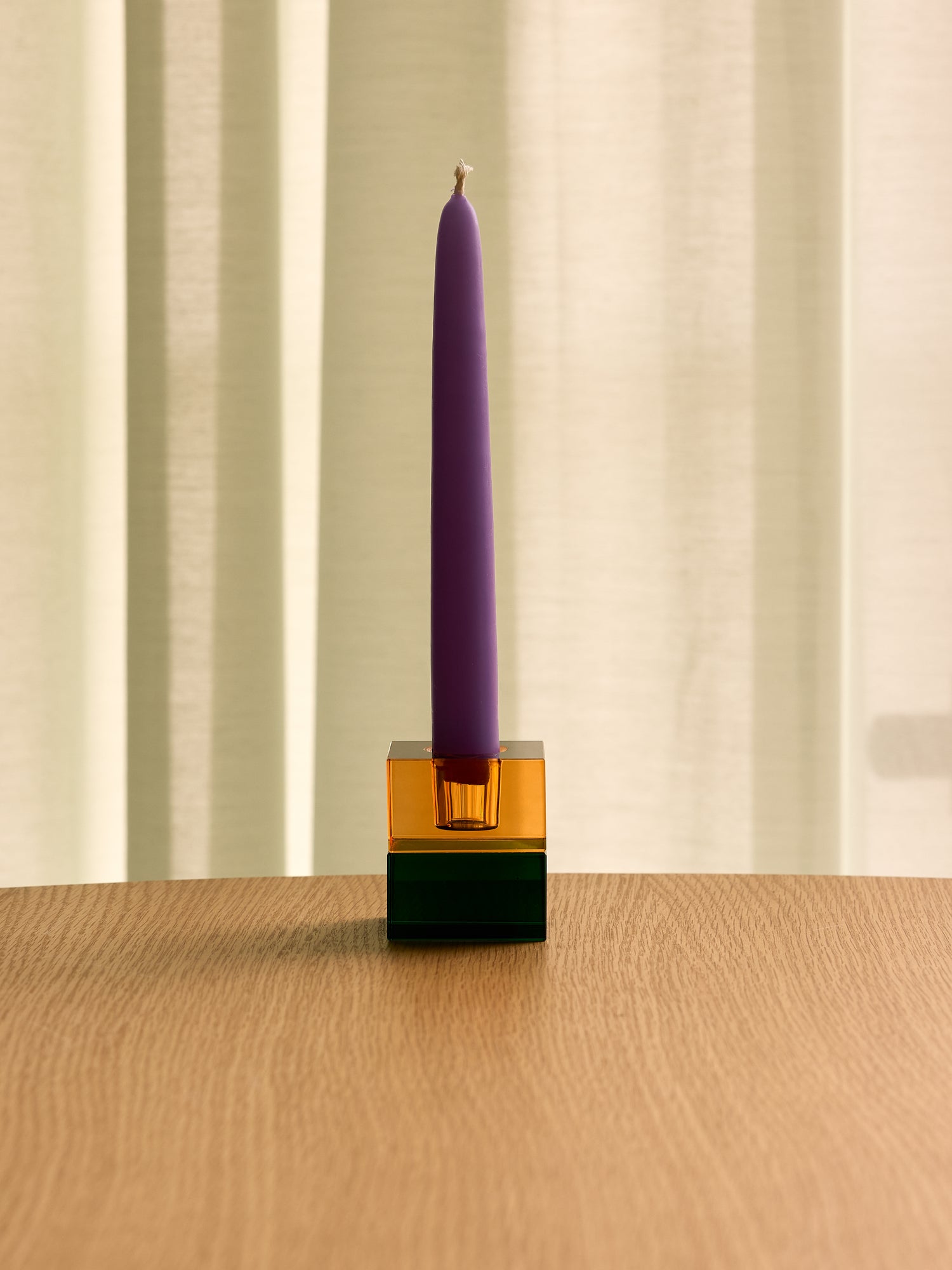 Block Candlesticks Green/Blue &amp; Orange/Green (set of 2) - 5x5h6cm