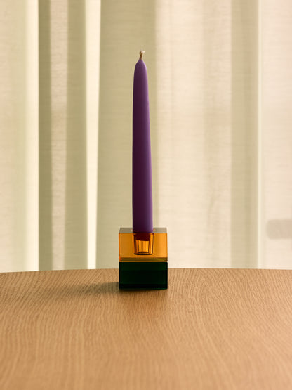Block Candlesticks Green/Blue &amp; Orange/Green (set of 2) - 5x5h6cm