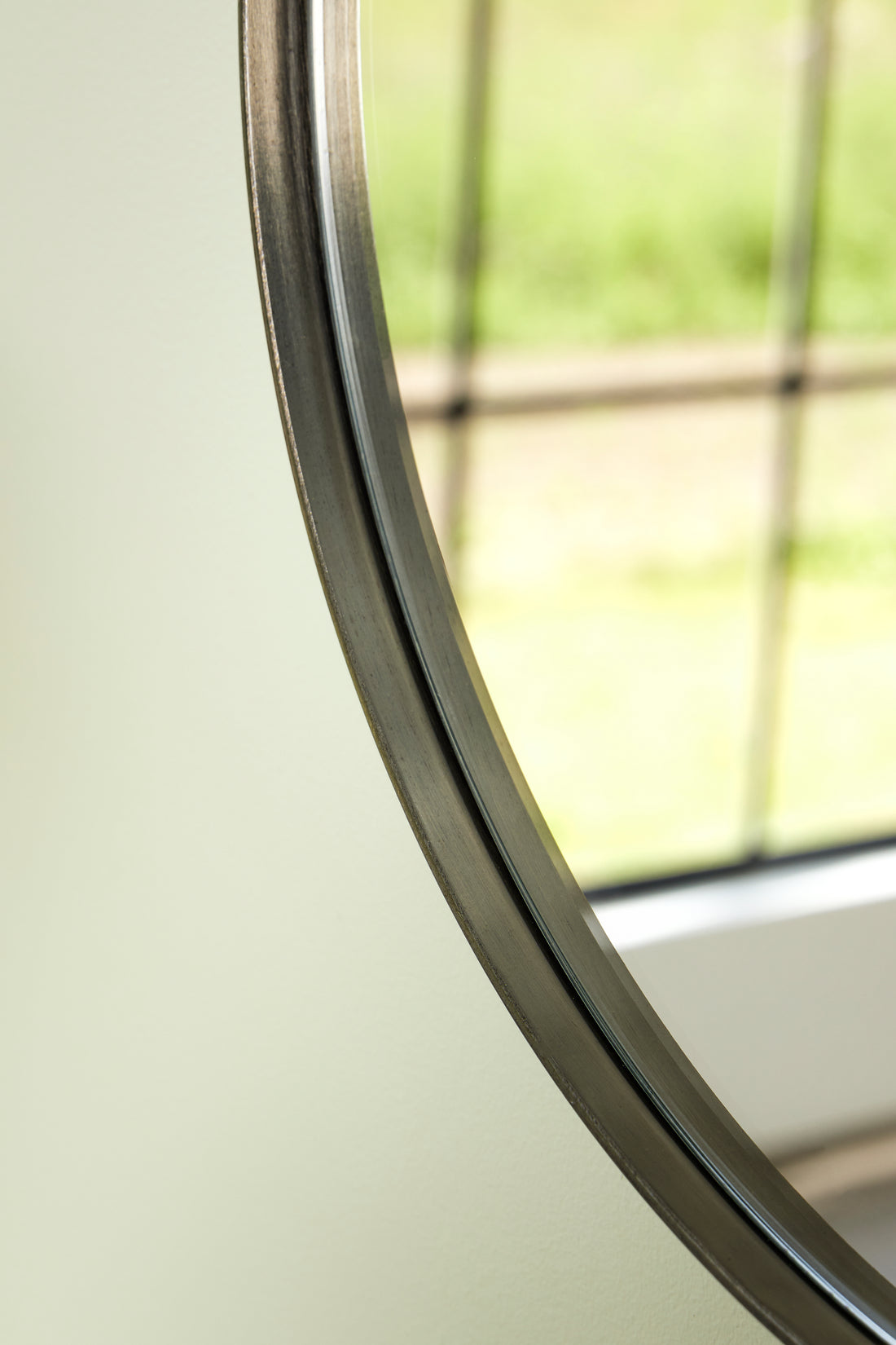 Retro wall mirror round brushed steel - Ø40cm