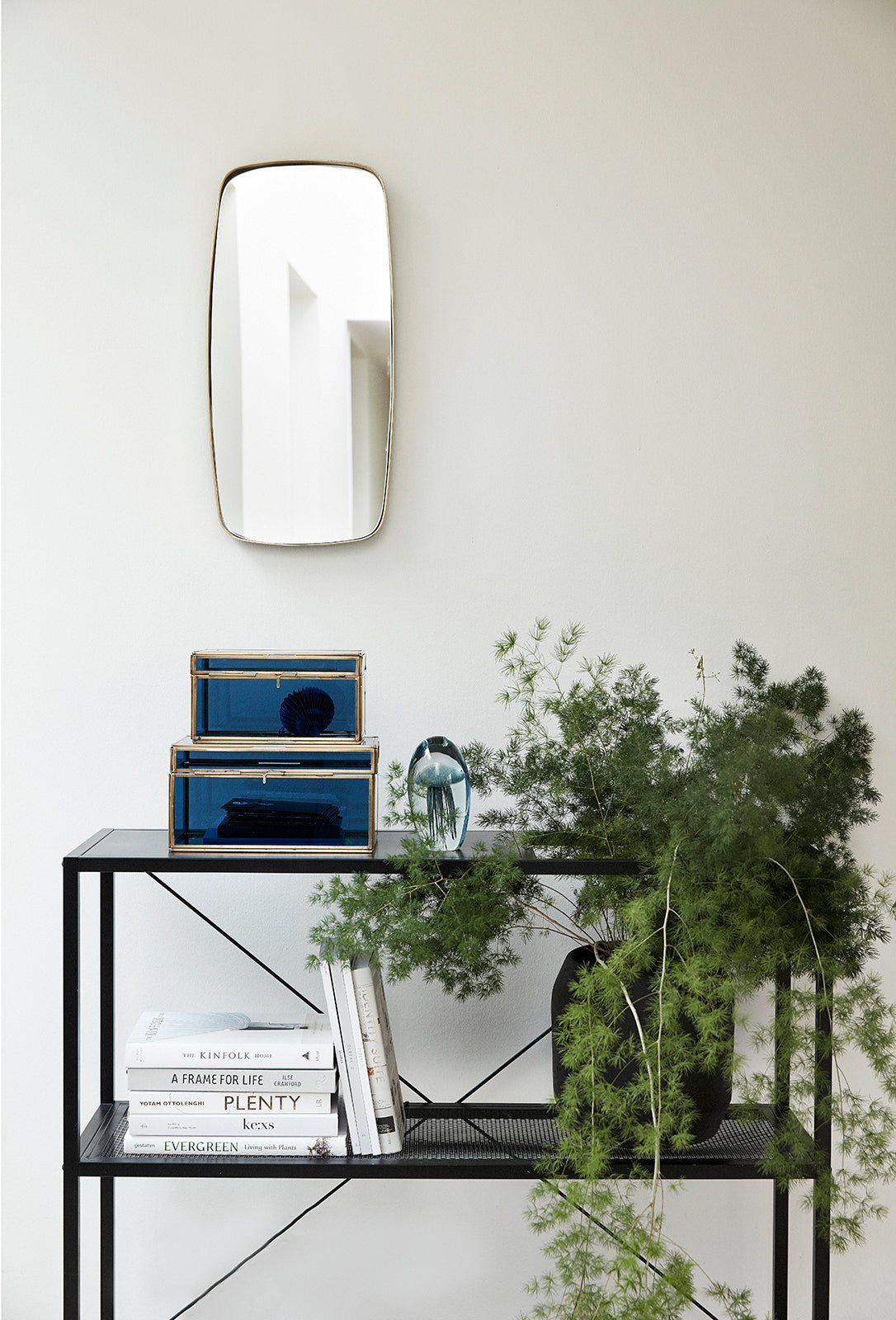 Retro wall mirror Rectangular brass color - 29x2xh59cm