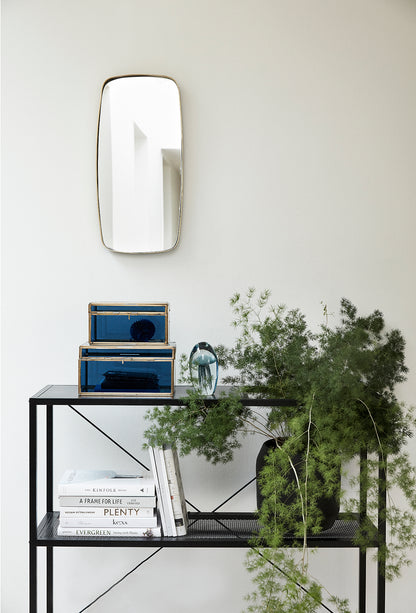 Retro wall mirror Rectangular brass color - 29x2xh59cm
