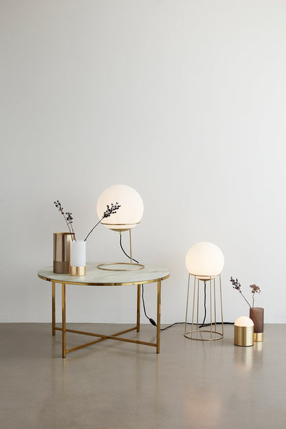 Pond table white/brass color - Ø80XH45CM