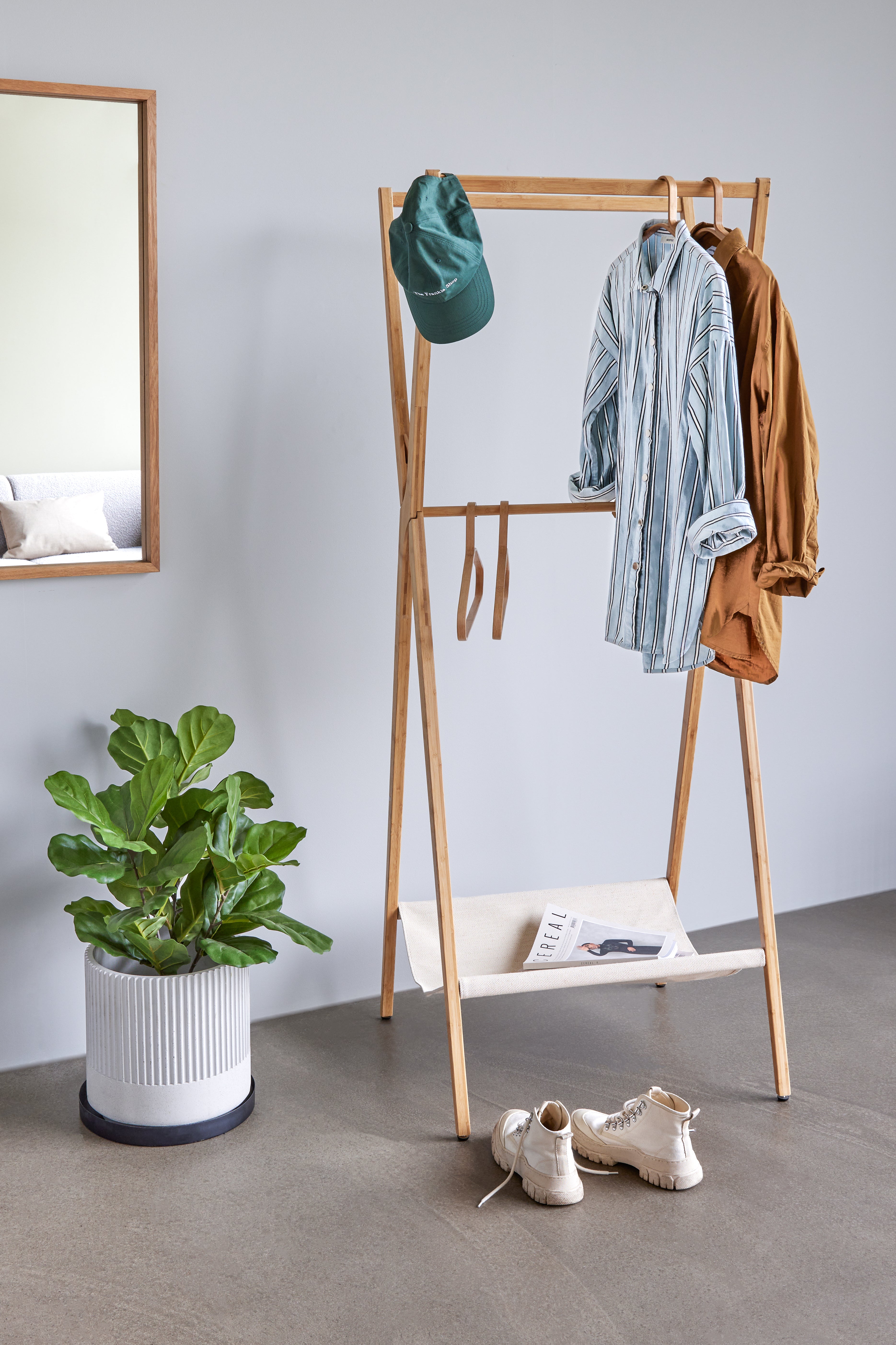 Bamboo clothing rack nature - 66x71xh170cm
