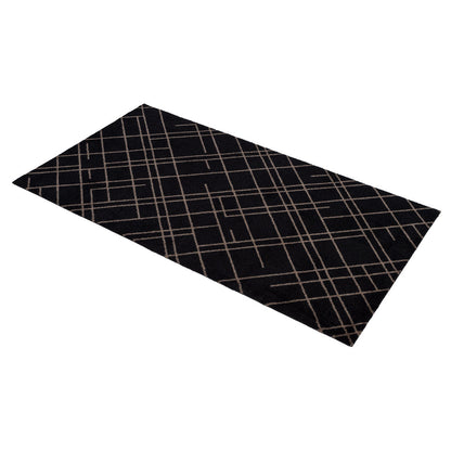 Floor mat 67 x 120 cm - lines/sand black