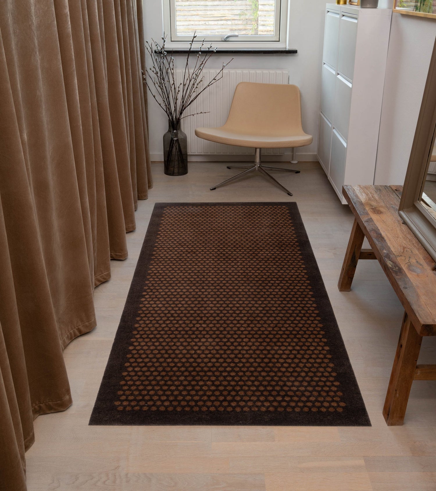 News - Carpet/had 90 x 200 cm - Dot/Cognac -Dark Brown