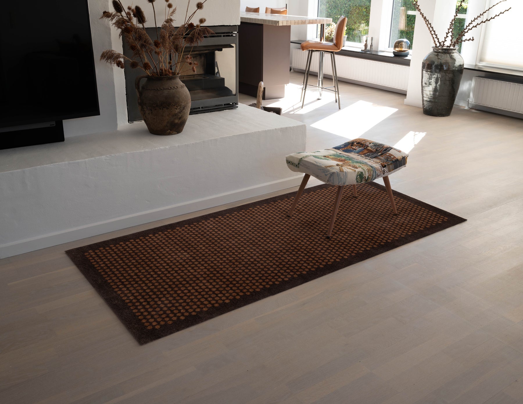 News - Carpet/had 90 x 200 cm - Dot/Cognac -Dark Brown