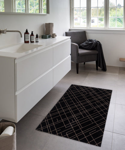 GULVMÅTTE 90 x 130 CM - LINES/SAND BLACK - Tica Copenhagen - DesignGaragen.dk