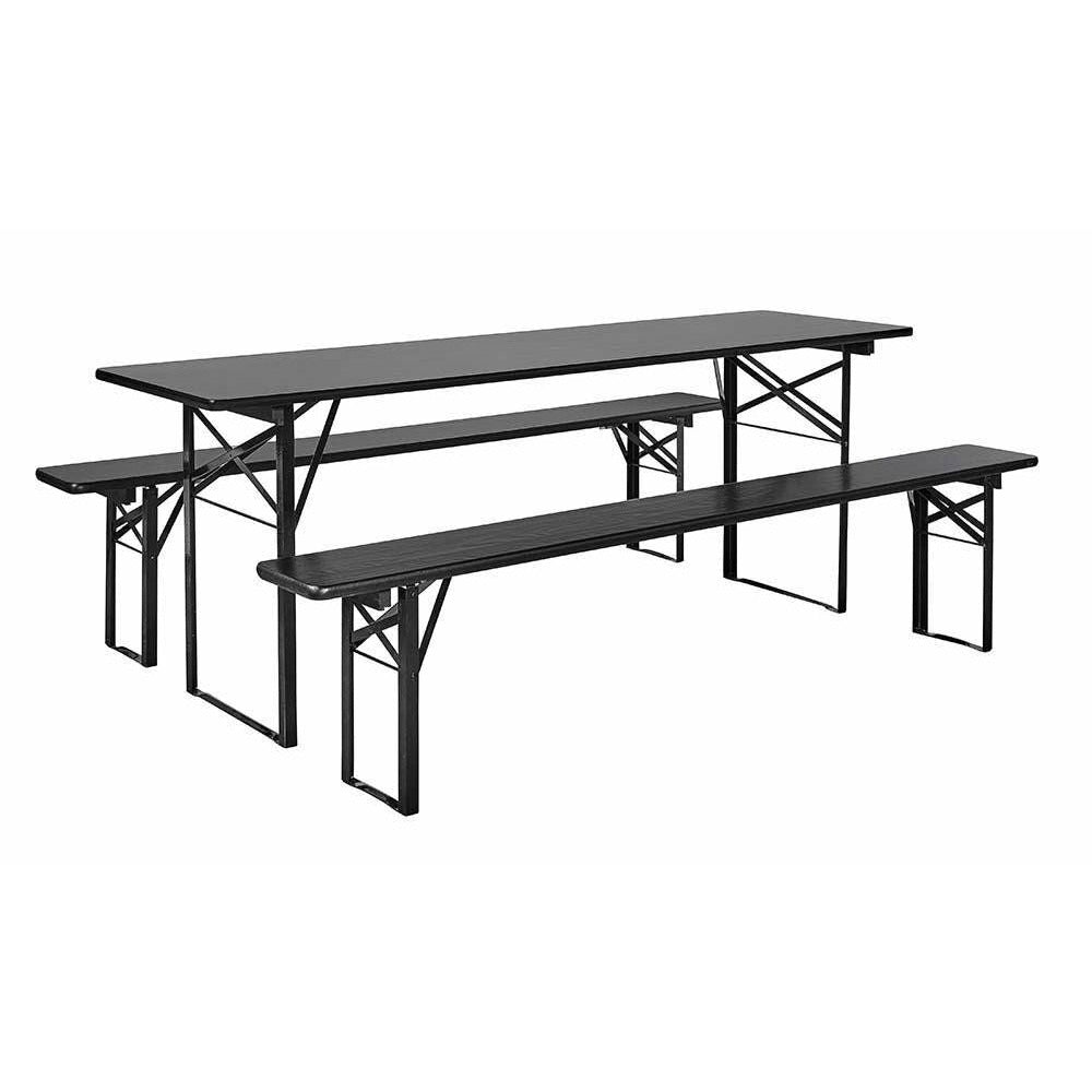 Nordal Garden set with table and benches - 220x60 - black