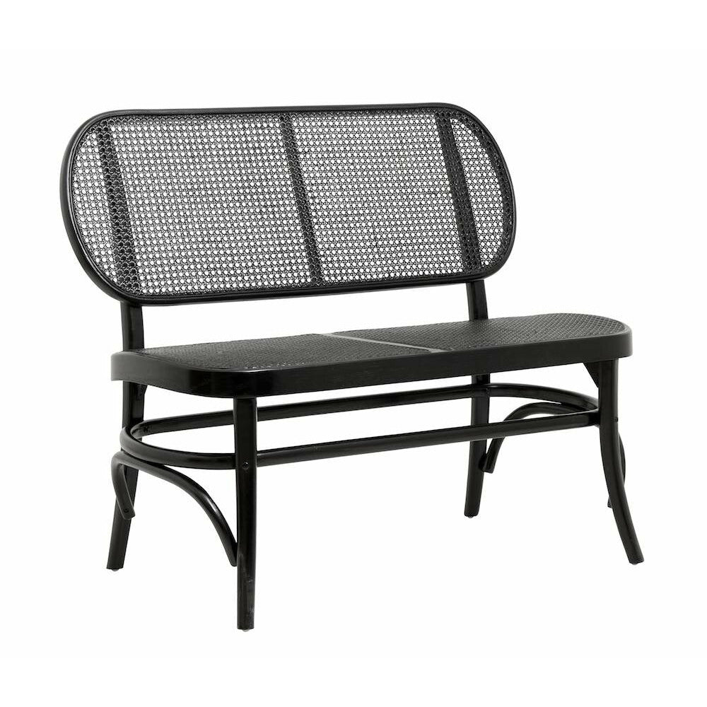 Nordal WICKY bench with wicker - l106 cm - black