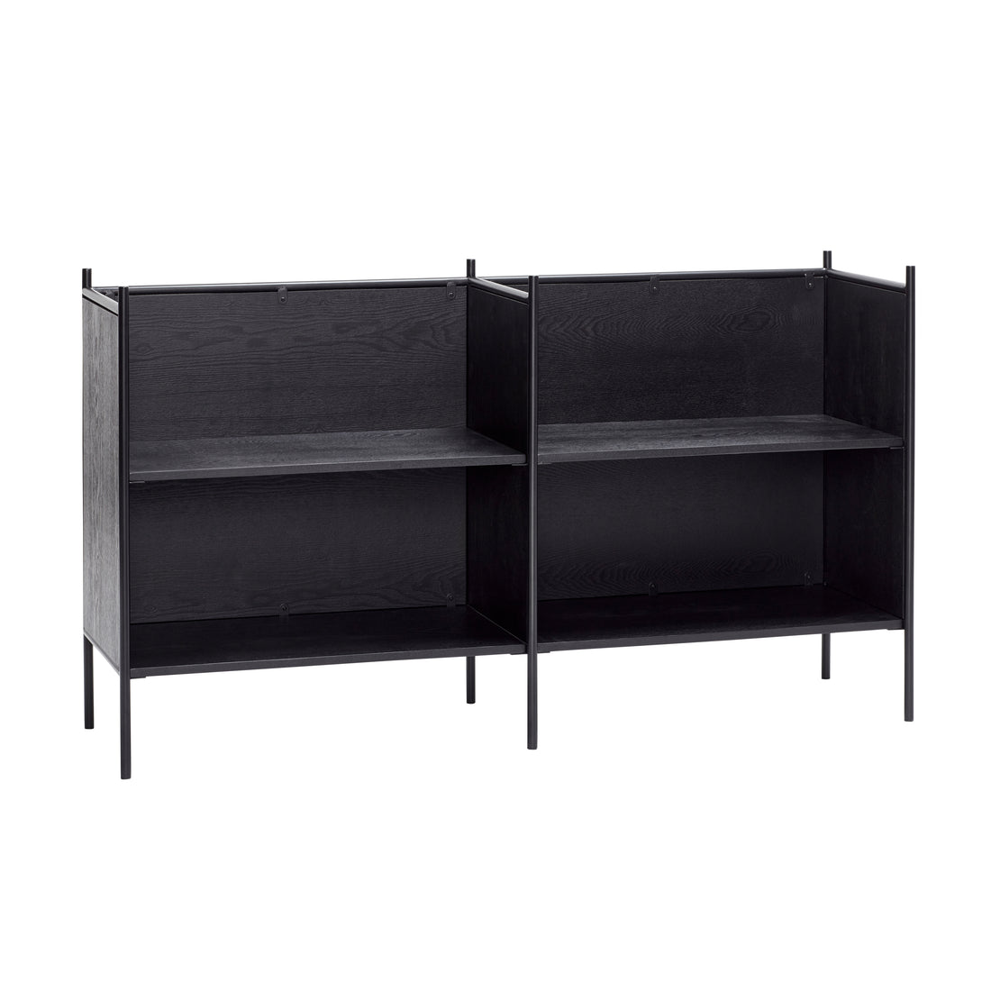 Hübsch - Reol m/hylder, ask/metal, FSC, sort - 131x36xh75cm - Hübsch - DesignGaragen.dk