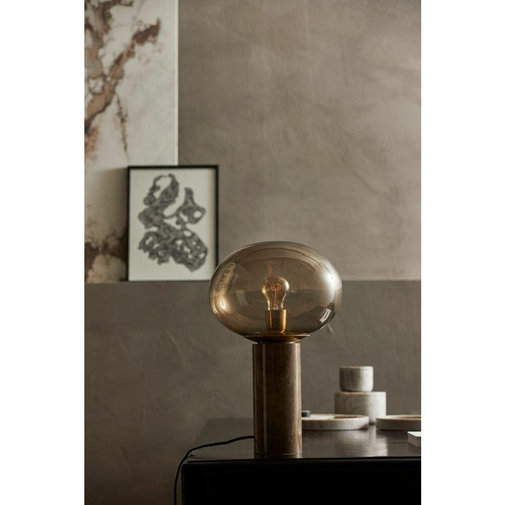 Nordal BES table lamp in marble with glass - h45 cm - Smoke/brown