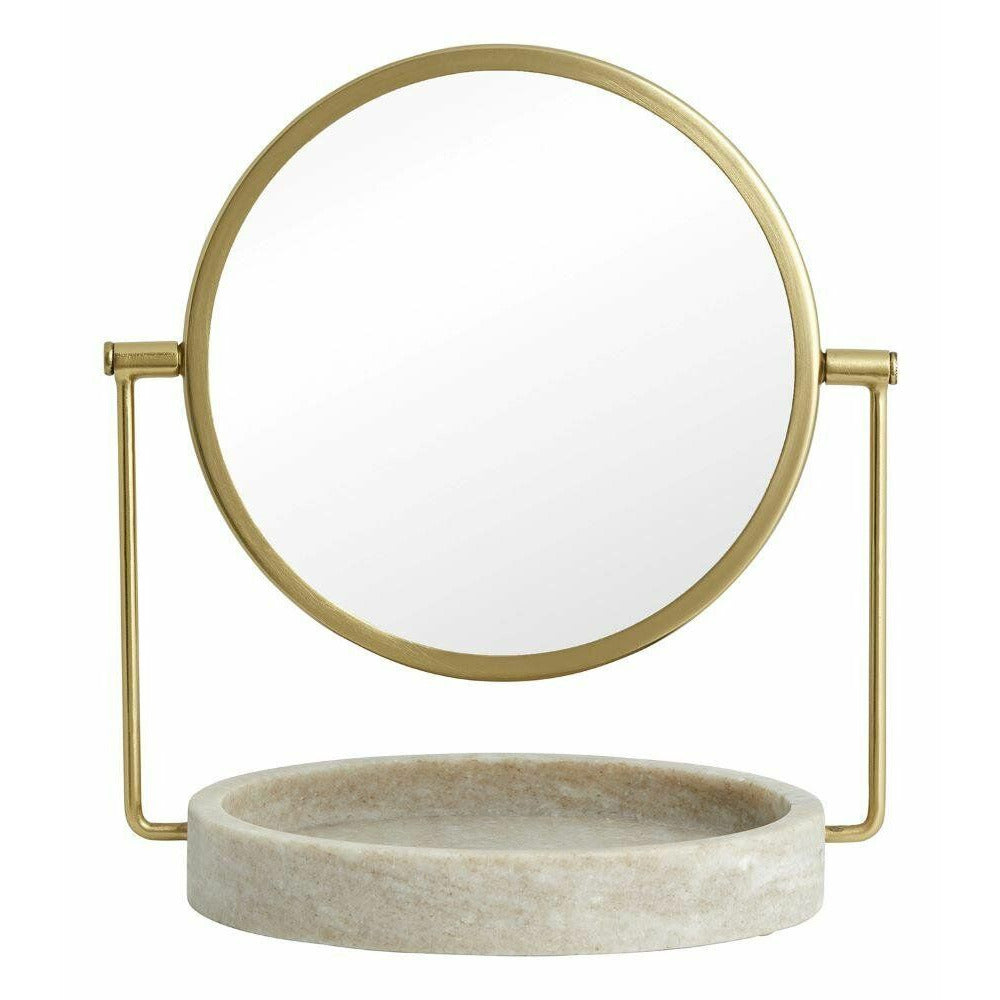 Nordal HAJA table mirror - H28,5 cm - Brown marble/gold