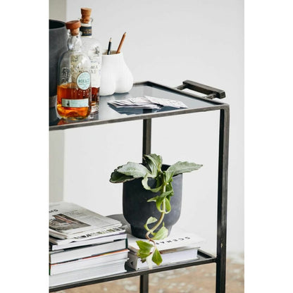 Nordal TONE rullebord i jern m/sorte glashylder - 73x41 cm - grå/sort - Nordal - DesignGaragen.dk