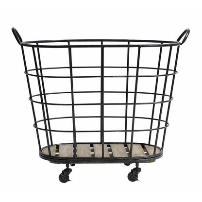 Downtown wire basket with wheels - H73 cm - black