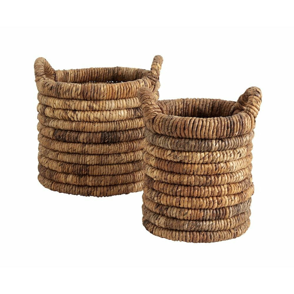 Nordal ABACA round wicker baskets - 2 pieces - ø43 cm - natural