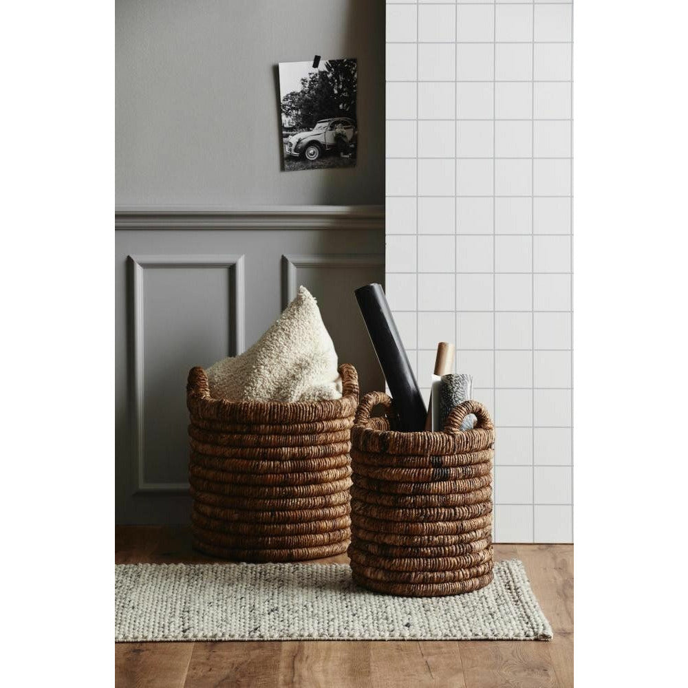 Nordal ABACA round wicker baskets - 2 pieces - ø43 cm - natural
