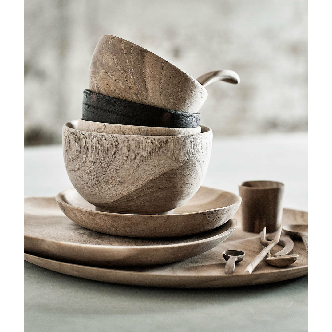Muubs Bæger Egg Base - Natur - Ny Teak - H: 5 Ø: 5 cm - DesignGaragen.dk.