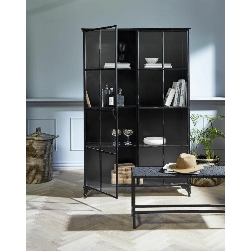Nordal DOWNTOWN vitrineskab i jern - 185x120 - sort - Nordal - DesignGaragen.dk