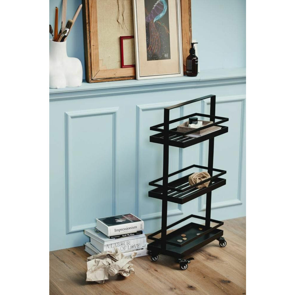 Nordal VOLLOS roller shelf / bookcase in iron - 80x42 cm - black