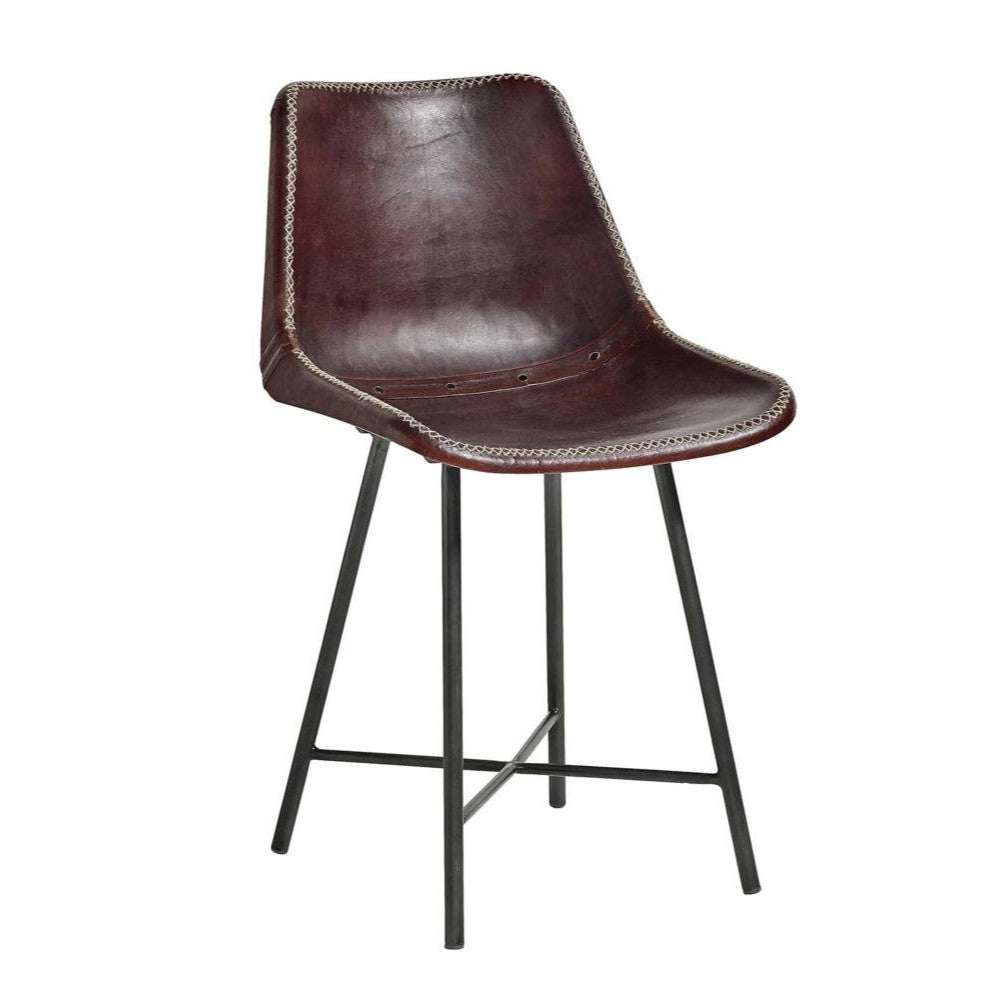 Nordal dining table chair in leather - dark brown