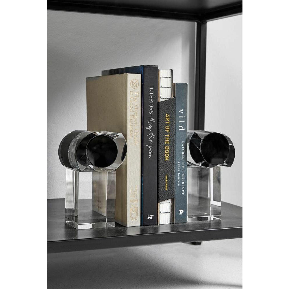 Nordal CLEAR bookends - 2 pieces - h17 cm - clear glass/black