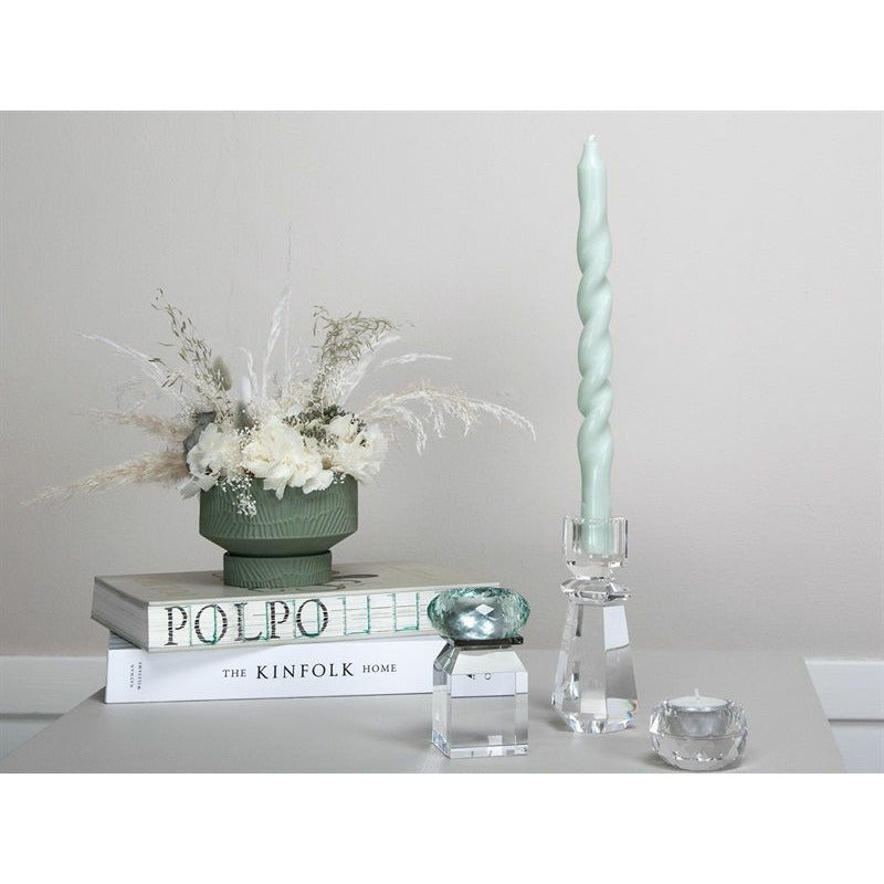 House of Sander Honeysuckle candle holder, Clear/smoke/mint green