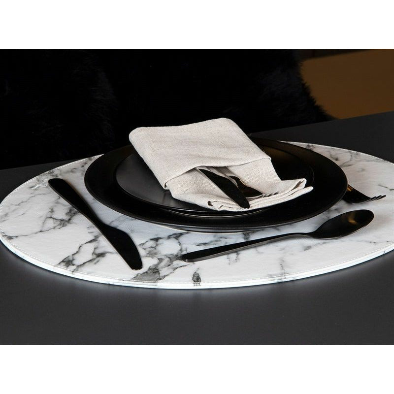 House of Sander Oval placemat // White marble look PU - HARD
