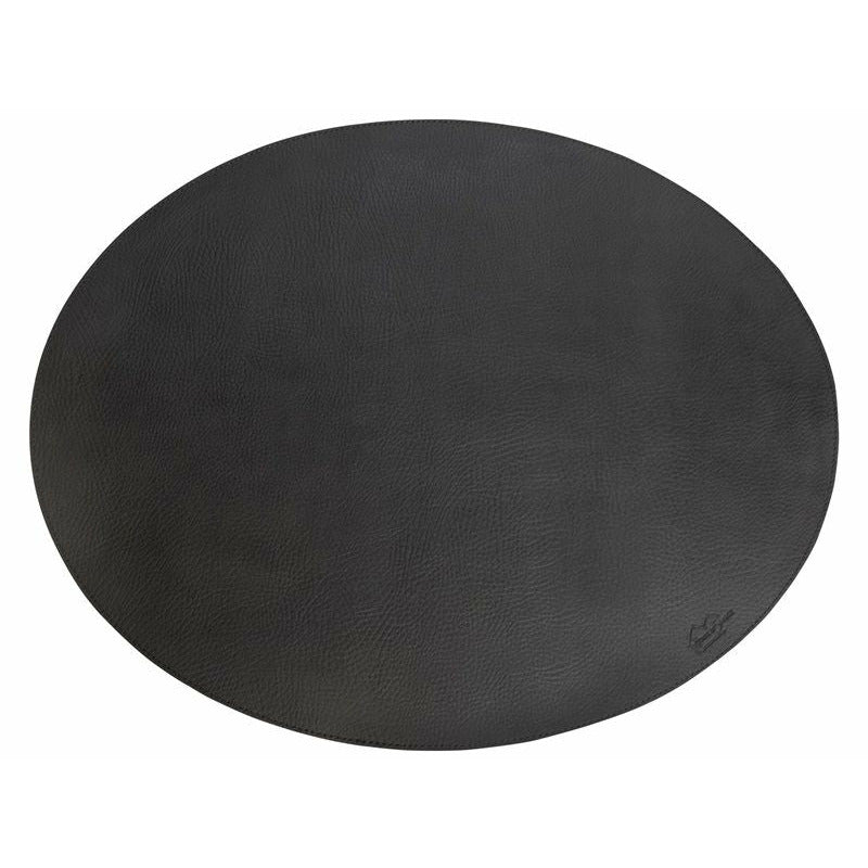 House of Sander Oval placemat // Black bonded leather