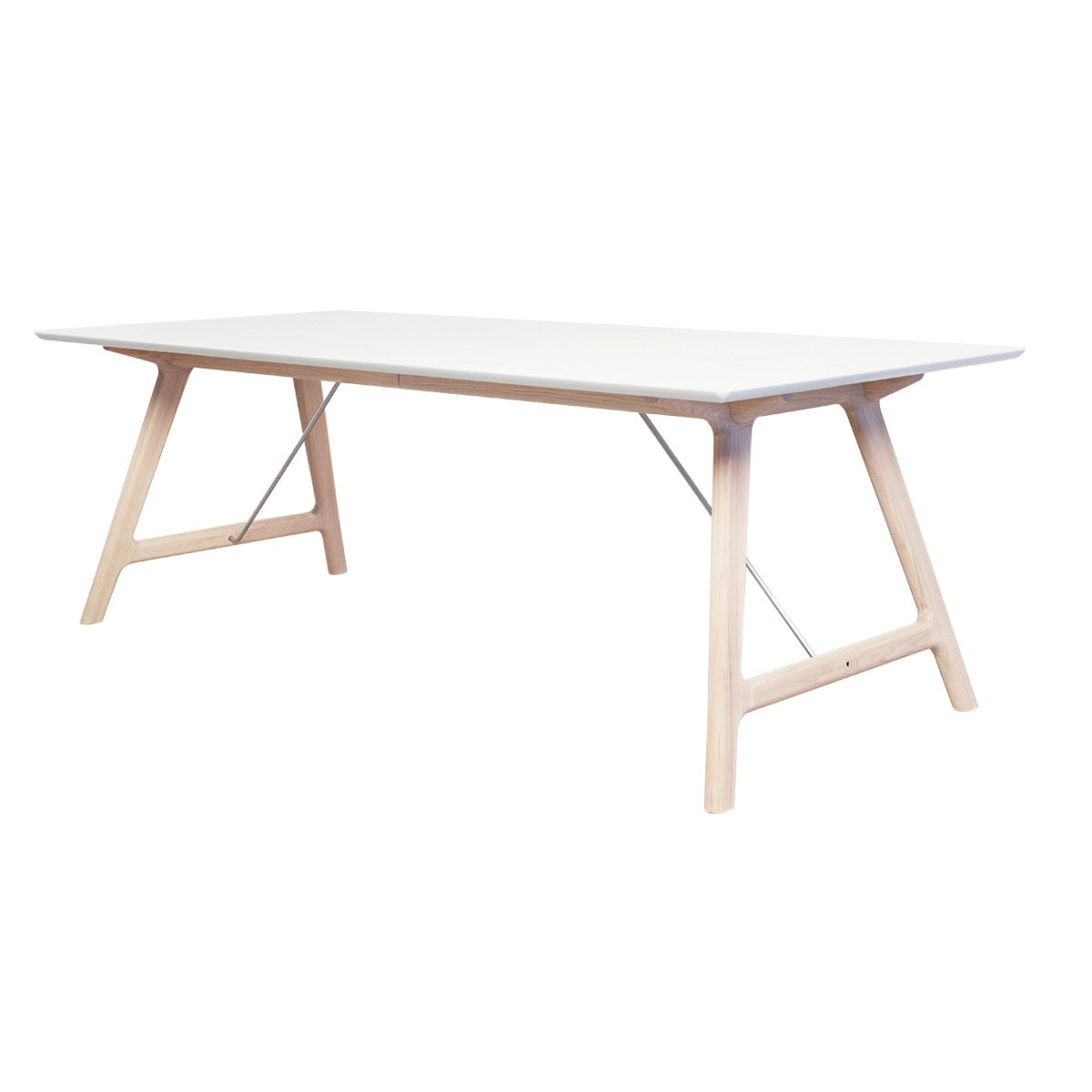 Andersen Furniture T7 udtræksbord i hvid laminat - understel i eg/sæbe - 95x170xH72,5 cm - DesignGaragen.dk.