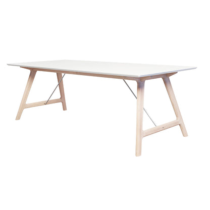 Andersen Furniture T7 udtræksbord i hvid laminat - understel i eg/sæbe - 95x170xH72,5 cm - DesignGaragen.dk.