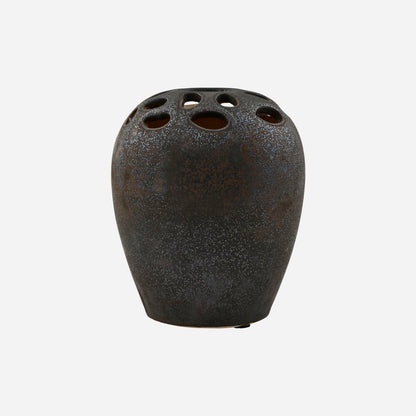 House Doctor-Vase, Varios, Sortbejdset-h: 19 cm, dia: 16 cm