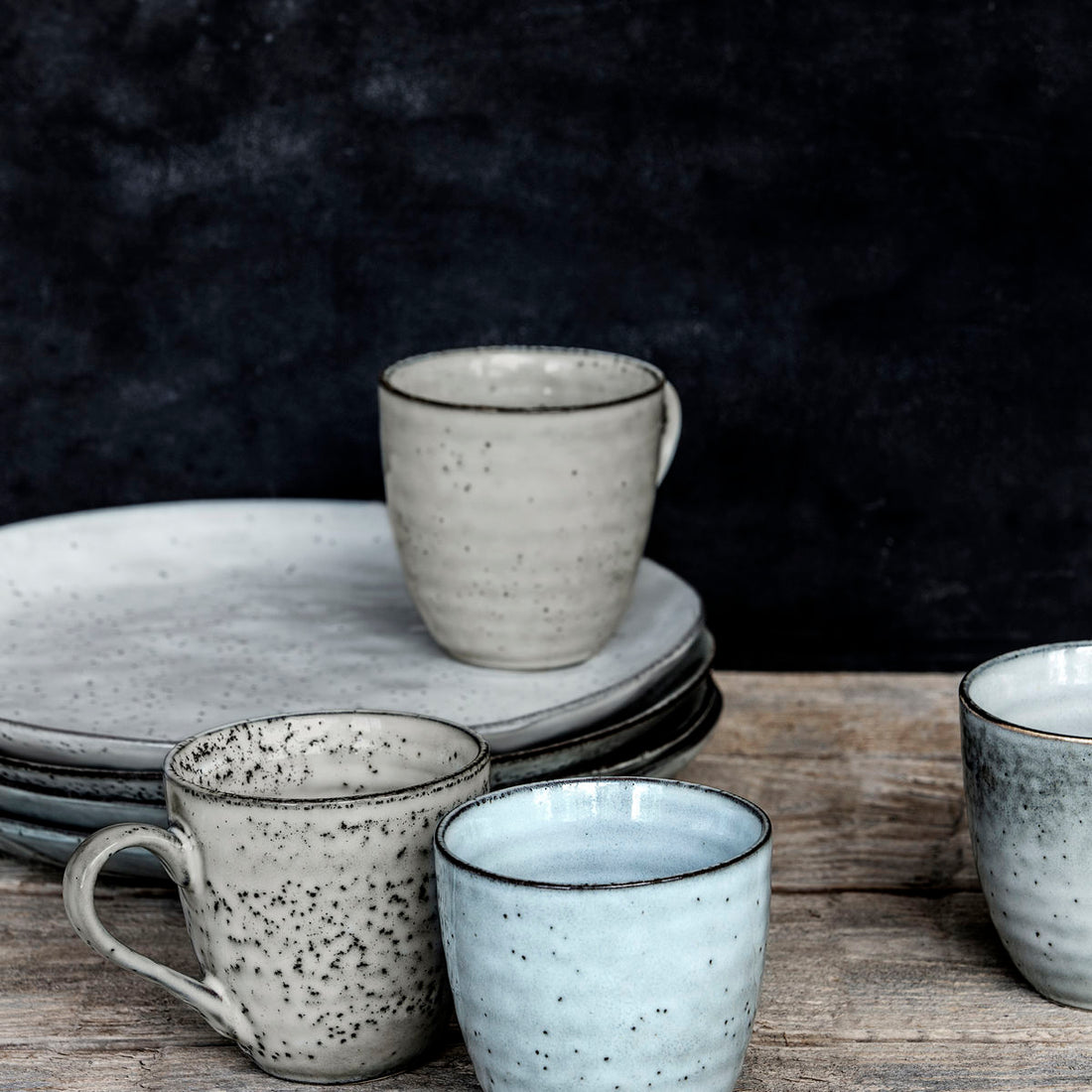House Doctor - mugs, rustic, gray/blue - h: 9 cm, dia: 9 cm