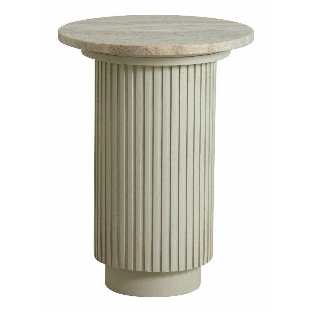 Erie round side table in wood and marble - Ø40 cm - raw white, brown, beige