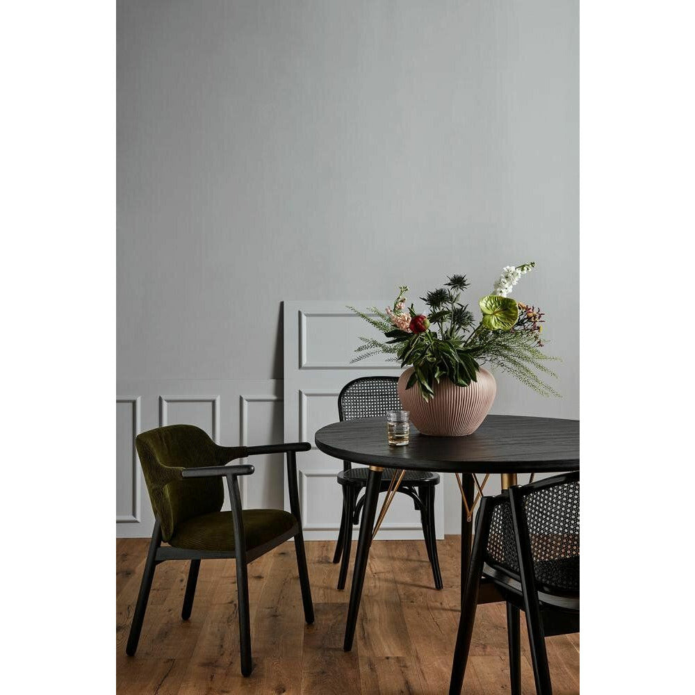 Luvua round dining table in wood - Ø120 - Black/Mat Gold Finish