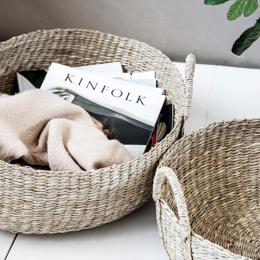 House Doctor - Basket, Carry, Nature - S:, W: 40 cm, H: 24 cm, DIA: 40 cm, M :, W: 50 cm, H: 27 cm, DIA: 50 cm, l :, w: 60 cm, h: 30 cm, dia: 60 cm