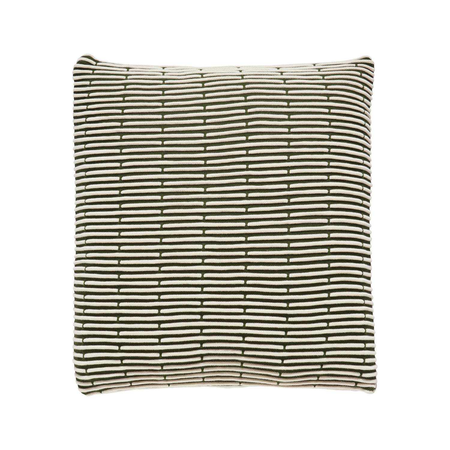 Hübsch - Pude m/mønster/fyld, bomuld, OEKO-TEX, grøn/hvid - 50x50cm - Hübsch - DesignGaragen.dk
