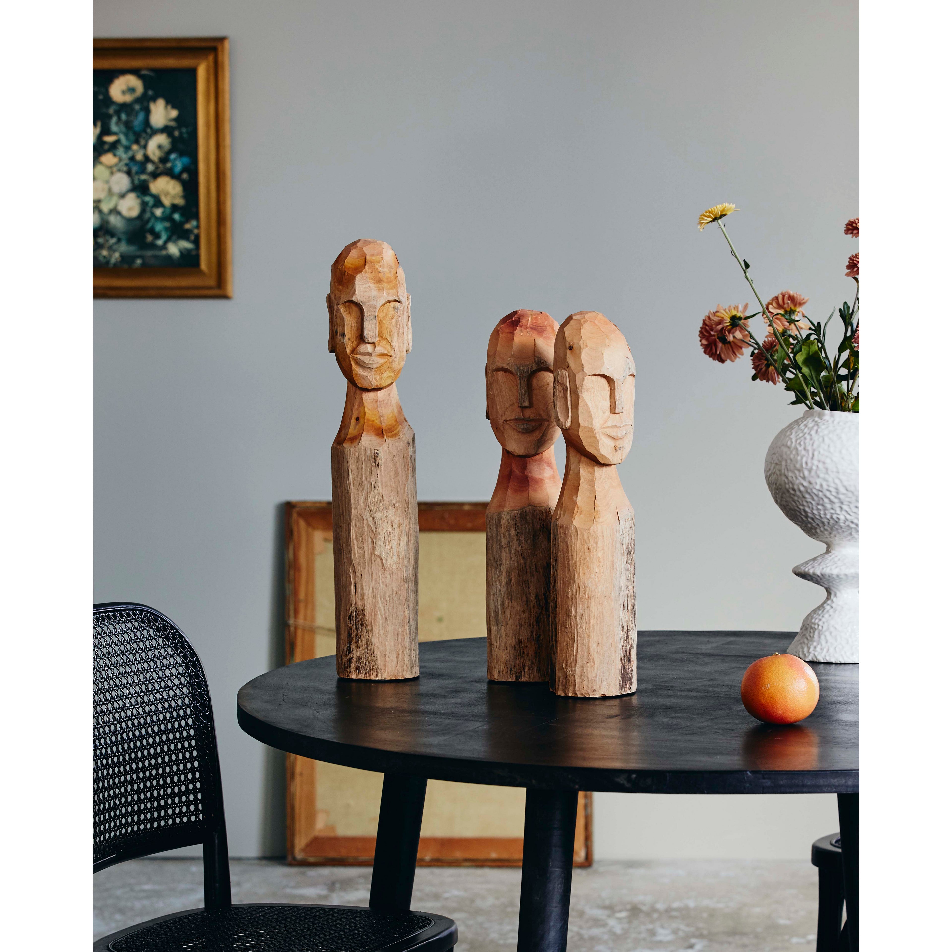 Cuba figure in wood with face - Large - H56 cm - Nature