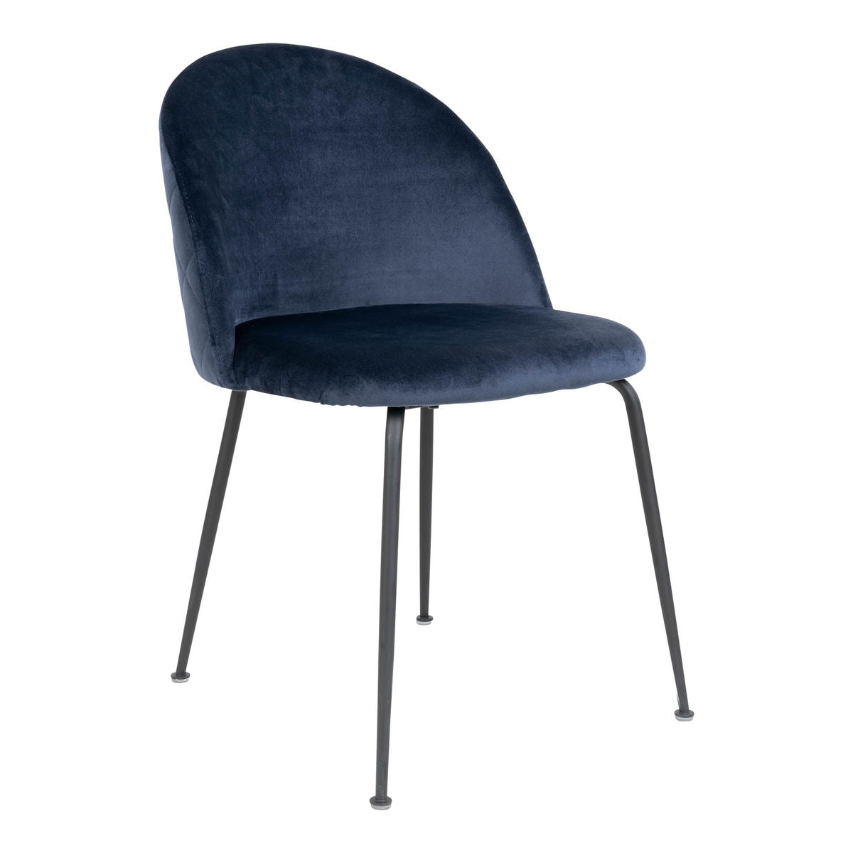 Geneva Dining Table Chair - Dining table chair in velor, blue with black legs, HN1205