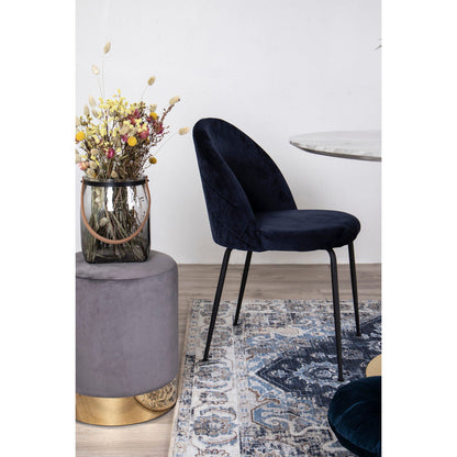 Geneva Dining Table Chair - Dining table chair in velor, blue with black legs, HN1205