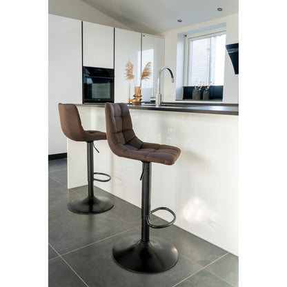 Middelfart bar stool - bar stool in microfiber, dark brown with black legs