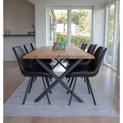 Memphis Dining Table Chair - Dining Table Chair in PU, Black with Black Legs, HN1223