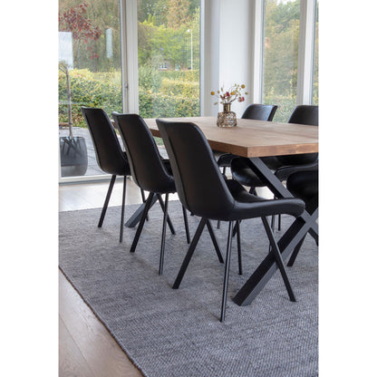 Memphis Dining Table Chair - Dining Table Chair in PU, Black with Black Legs, HN1223