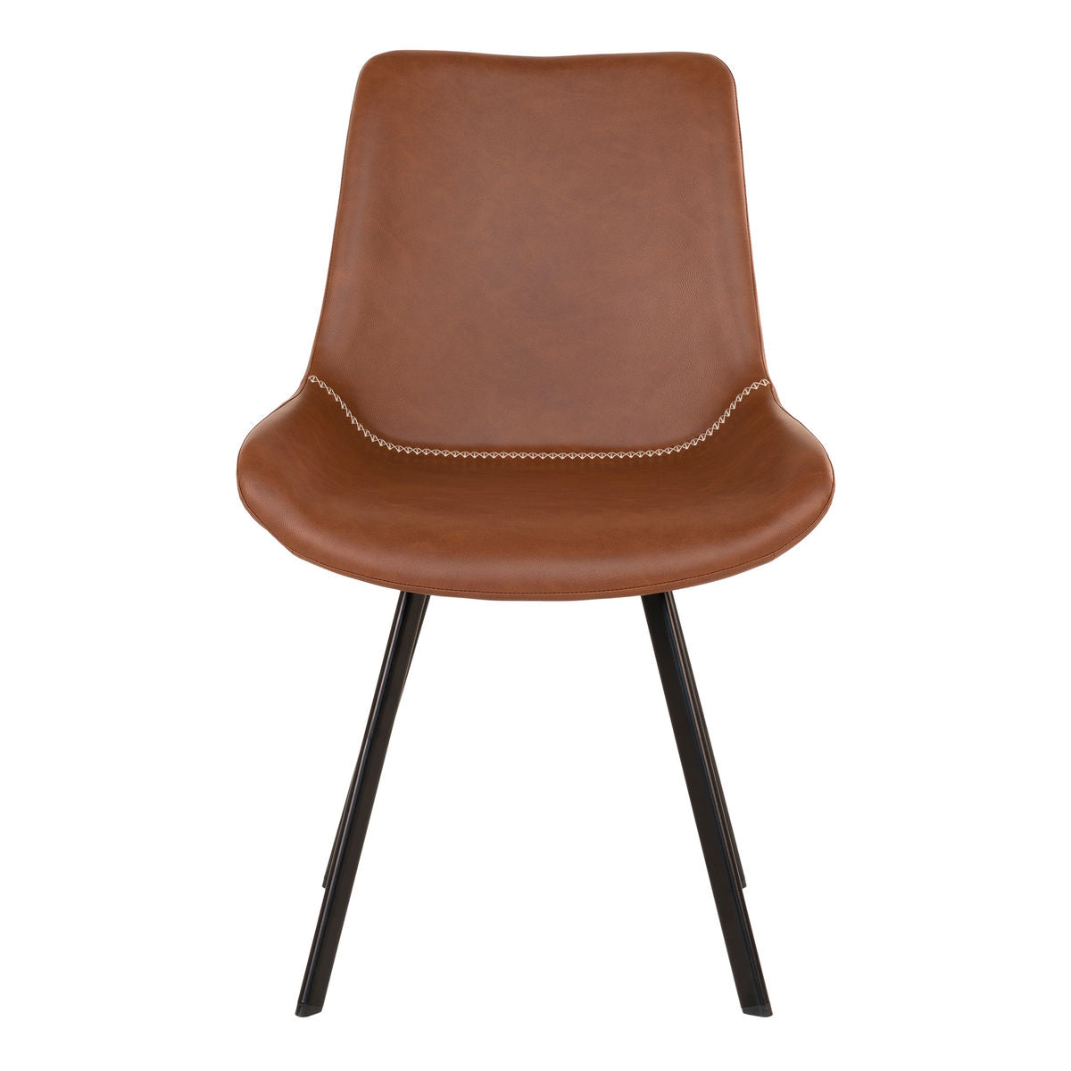 Memphis Dining Table Chair - Dining Table in PU, Brown with Black Legs, HN1226