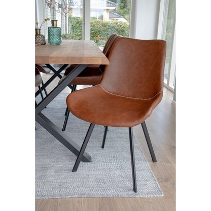 Memphis Dining Table Chair - Dining Table in PU, Brown with Black Legs, HN1226